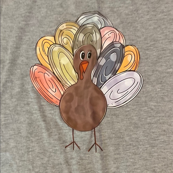 Gray Tee with Colorful Turkey Graphic - Picture 2 of 5